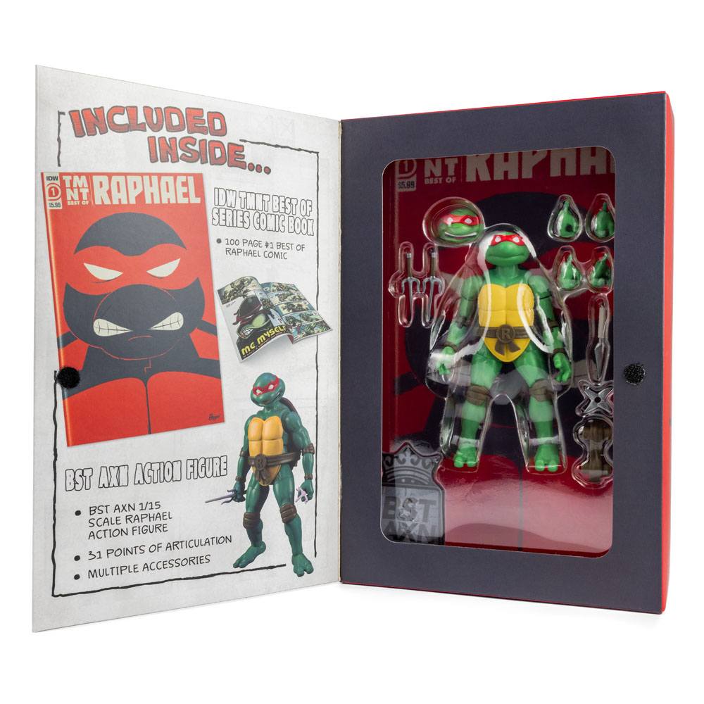 Teenage Mutant Ninja Turtles BST AXN x IDW Action Figure & Comic Book Raphael Exclusive 13 cm